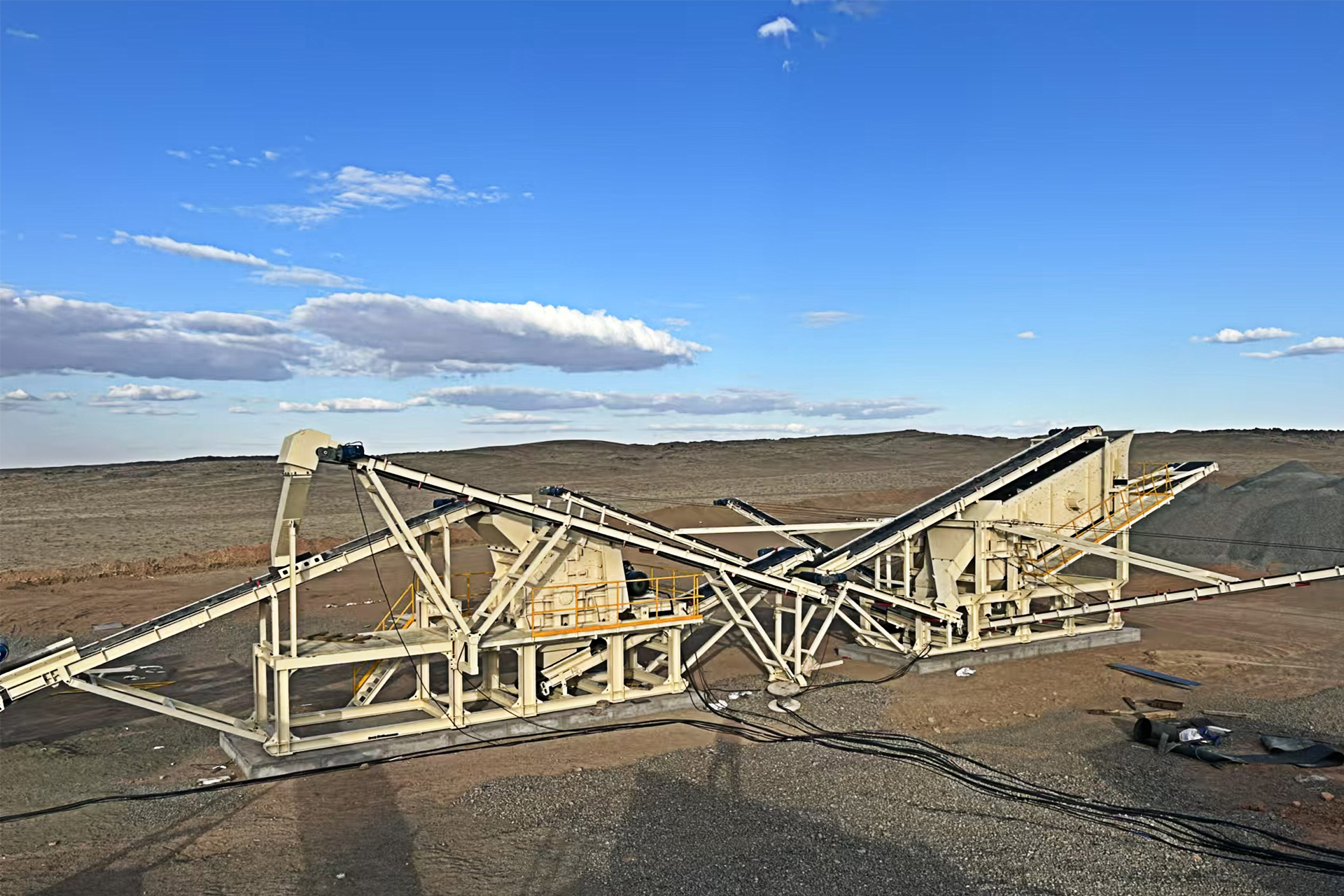 Steel structure shredding stone crusher line