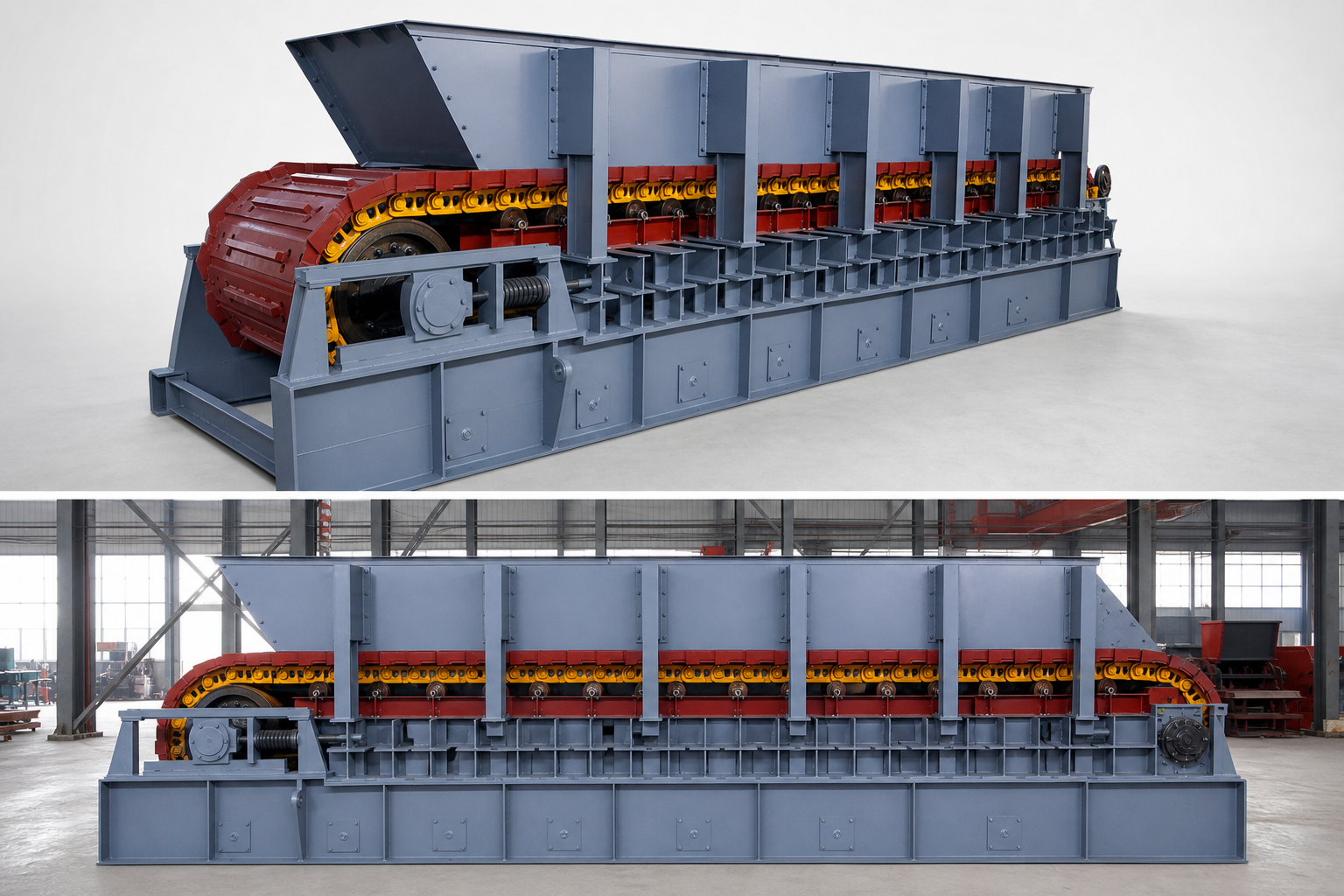 Heavy-duty apron feeder